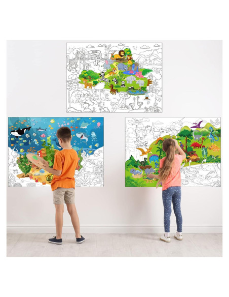 Conjunto de 3 Pósters Gigantes para Colorear Funrous 110 x 80 cm