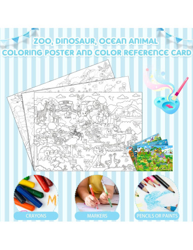 Conjunto de 3 Pósters Gigantes para Colorear Funrous 110 x 80 cm