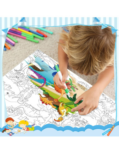 Conjunto de 3 Pósters Gigantes para Colorear Funrous 110 x 80 cm