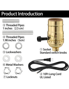 Kit de Cableado para Lámparas 2 Vías ARMIIKA - 10 pies Oro 2
