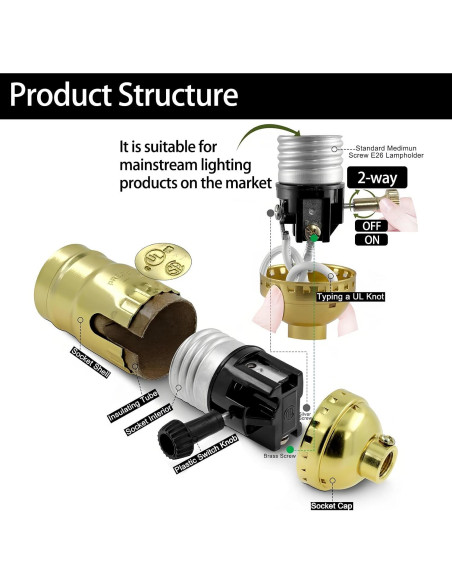 Kit de Cableado para Lámparas 2 Vías ARMIIKA - 10 pies Oro