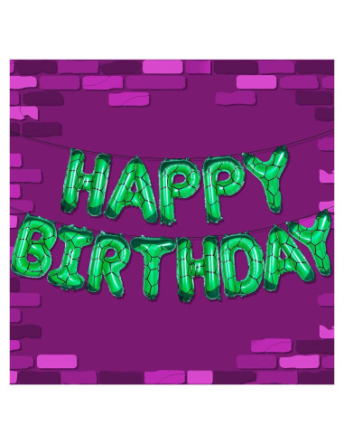 Banner Cumpleaños Tortuga Verde Superhéroe GoGoGoodie 22.86x17.78cm