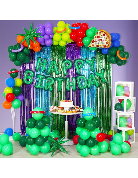 Banner Cumpleaños Tortuga Verde Superhéroe GoGoGoodie 22.86x17.78cm Banner Cumpleaños Tortuga Verde Superhéroe GoGoGoodie 22.86x17.78cm