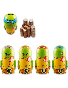 Conjunto de Alcancías TMNT para Niños - 4 Latas de 17.78 cm 2
