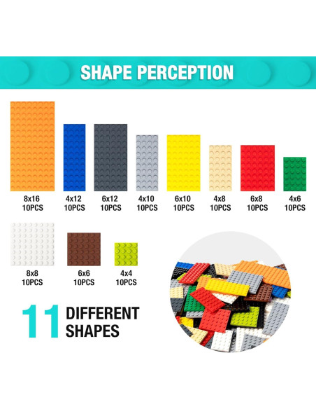 110 Placas de Construcción Mannidoo - 12 Colores y 11 Tamaños