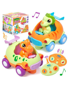 Coche de Control Remoto Dino Prextex - Musical y Luces - 12.45x11.43x9.4 cm