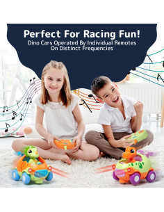 Coche de Control Remoto Dino Prextex - Musical y Luces - 12.45x11.43x9.4 cm 2