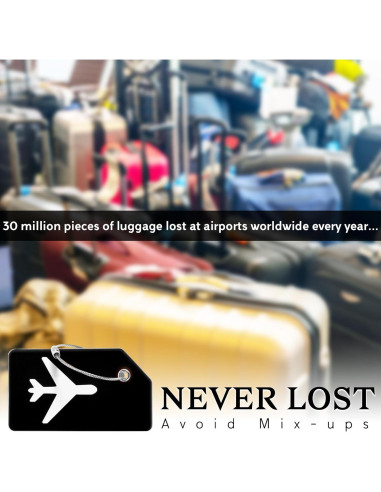 Paquete de 5 Etiquetas de Equipaje Silicona Gostwo Negro