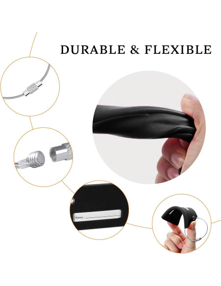 Paquete de 5 Etiquetas de Equipaje Silicona Gostwo Negro