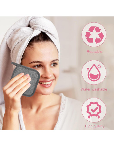 Paño Desmaquillante Reutilizable Puomue 12 Piezas Gris 15.24cm