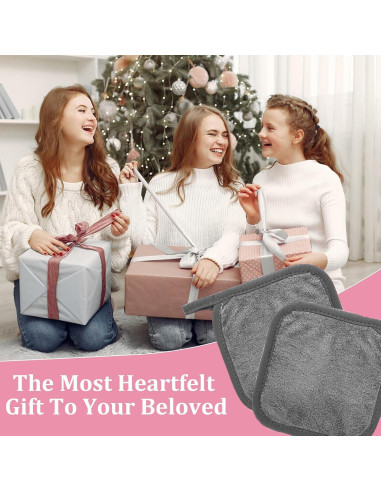 Paño Desmaquillante Reutilizable Puomue 12 Piezas Gris 15.24cm