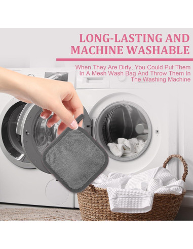 Paño Desmaquillante Reutilizable Puomue 12 Piezas Gris 15.24cm