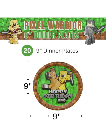 Platos de Cena Pixel Warrior Blue Orchards - 20 Piezas 22.86 cm