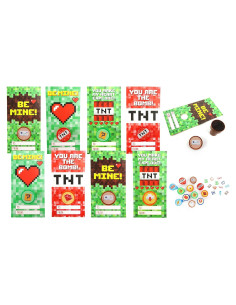 Tiny Mills 36 Tarjetas y Sellos de Pixel Miner para San Valentín