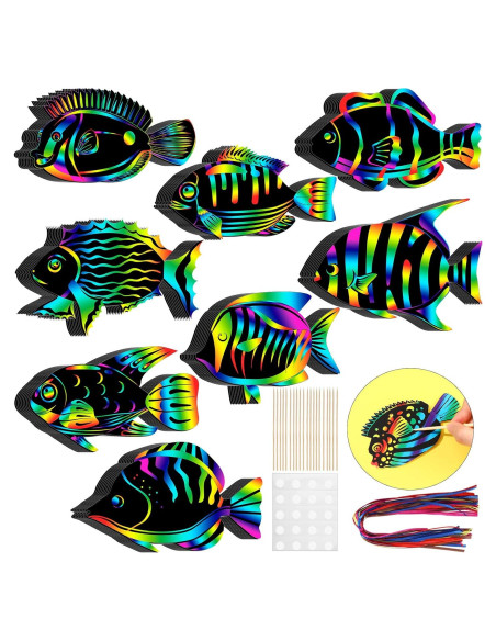 Kit de Tarjetas de Rascar Peces Tropicales Motionchic 80 Piezas