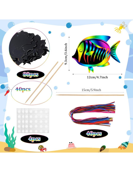 Kit de Tarjetas de Rascar Peces Tropicales Motionchic 80 Piezas