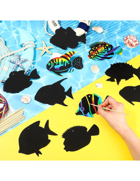 Kit de Tarjetas de Rascar Peces Tropicales Motionchic 80 Piezas