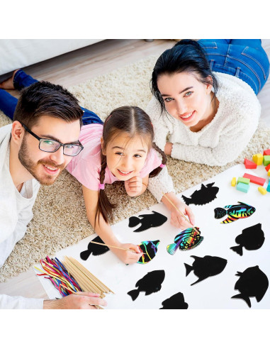 Kit de Tarjetas de Rascar Peces Tropicales Motionchic 80 Piezas