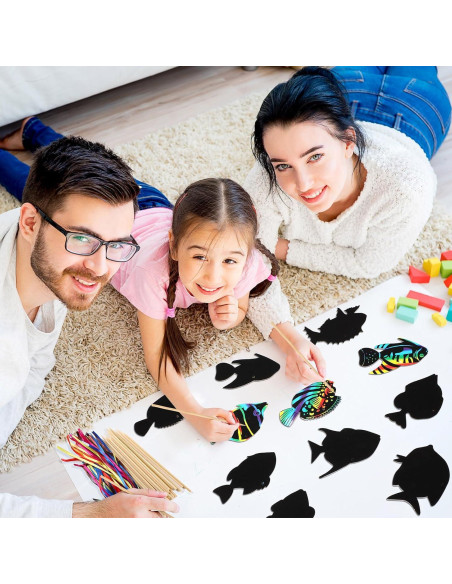 Kit de Tarjetas de Rascar Peces Tropicales Motionchic 80 Piezas