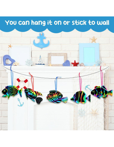 Kit de Tarjetas de Rascar Peces Tropicales Motionchic 80 Piezas