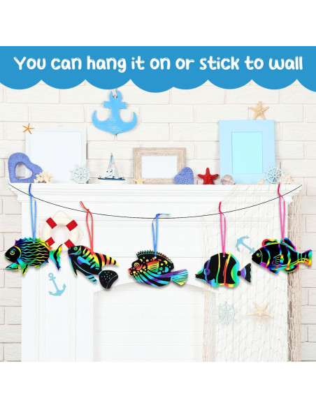 Kit de Tarjetas de Rascar Peces Tropicales Motionchic 80 Piezas