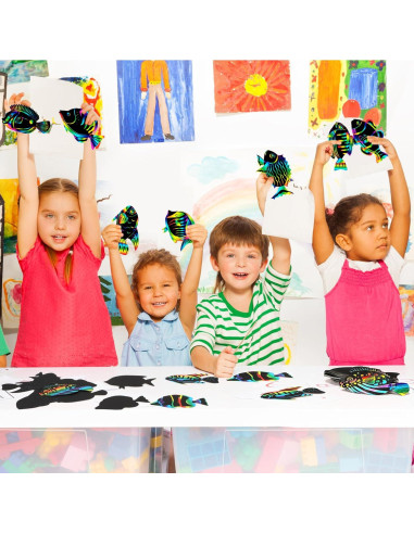 Kit de Tarjetas de Rascar Peces Tropicales Motionchic 80 Piezas