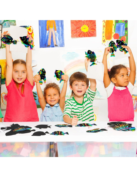 Kit de Tarjetas de Rascar Peces Tropicales Motionchic 80 Piezas