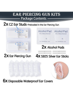 Kit de Perforación de Orejas Anzero 2 Pcs con Aretes 2mm 2