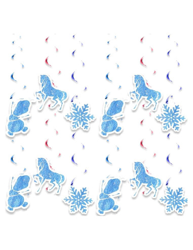 12 Espirales Colgantes de Copos de Nieve MASGY - Multicolor