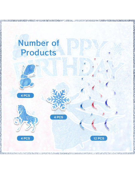 12 Espirales Colgantes de Copos de Nieve MASGY - Multicolor