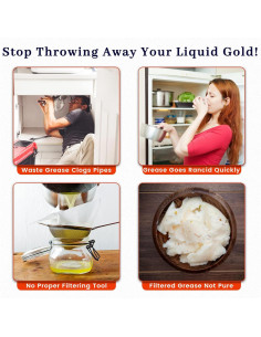 Contenedor de Grasa de Tocino Ayerphalo 1.3L con Colador y Espátula 2