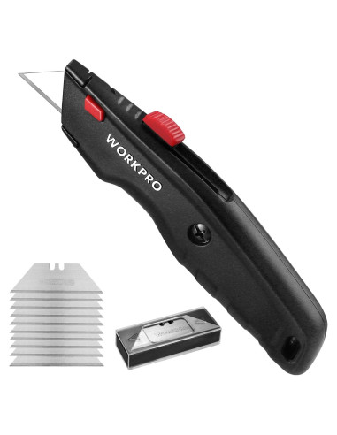 Cuchillo Utility Retráctil WORKPRO con 10 Cuchillas Extra