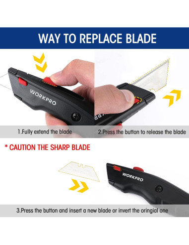 Cuchillo Utility Retráctil WORKPRO con 10 Cuchillas Extra