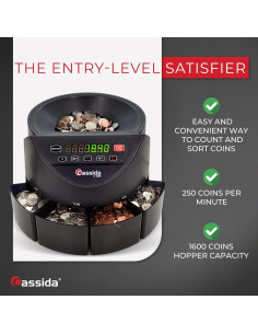 Clasificador Contador de Monedas Cassida C100 250 monedas/min 2