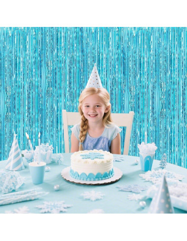 Cortinas de Flecos Azul Claro Buyuget 1.0x2.0m - Decoración Fiesta