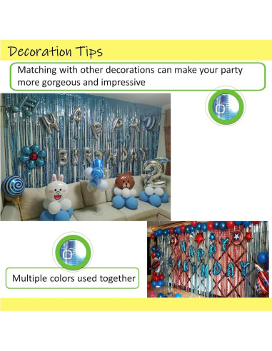 Cortinas de Flecos Azul Claro Buyuget 1.0x2.0m - Decoración Fiesta