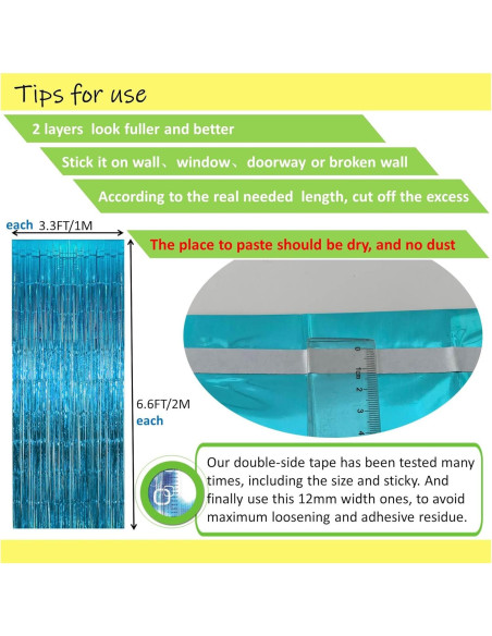 Cortinas de Flecos Azul Claro Buyuget 1.0x2.0m - Decoración Fiesta