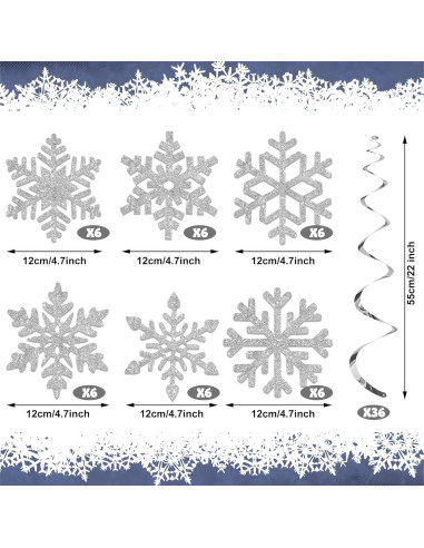 36 Decoraciones Colgantes de Copos de Nieve Augisteen