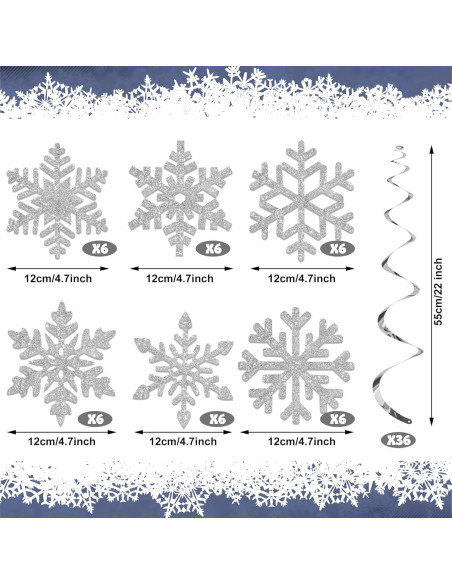36 Decoraciones Colgantes de Copos de Nieve Augisteen