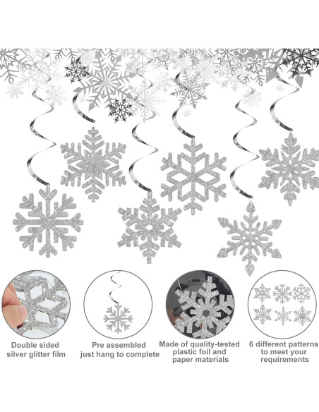 36 Decoraciones Colgantes de Copos de Nieve Augisteen