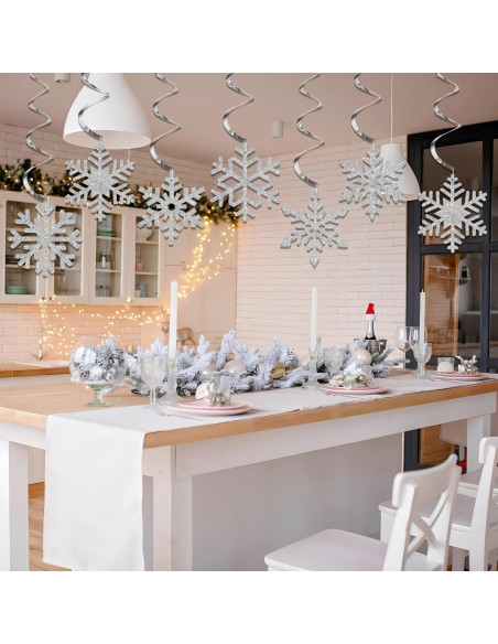 36 Decoraciones Colgantes de Copos de Nieve Augisteen