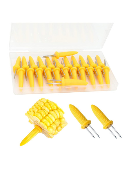 24 Sujetadores de Maíz Acero Inoxidable PEOUWNES 6 cm