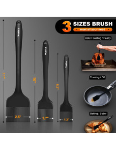 Brocha de Basting Walfos 3 Tamaños Silicona Resistente Calor 2