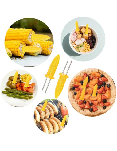 24 Sujetadores de Maíz Acero Inoxidable PEOUWNES 6 cm