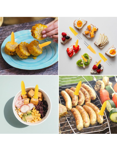 24 Sujetadores de Maíz Acero Inoxidable PEOUWNES 6 cm