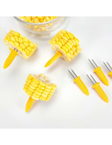 24 Sujetadores de Maíz Acero Inoxidable PEOUWNES 6 cm