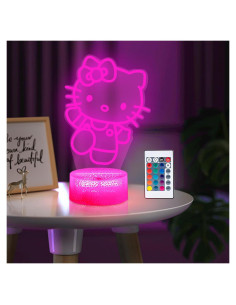 Luz Nocturna 3D LED LOUHH Gato 16 Colores Control Remoto
