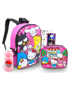 Mochila Escolar Sanrio Hello Kitty 16" + Almuerzo + Botella