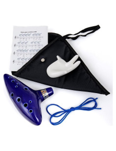 Ocarina WoneNice 12 Agujeros Azul con Soporte y Libro