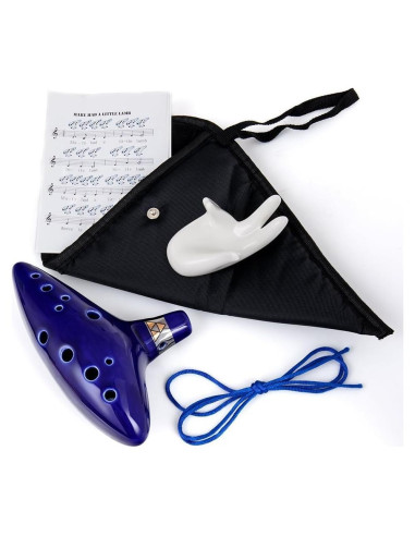 Ocarina WoneNice 12 Agujeros Azul con Soporte y Libro